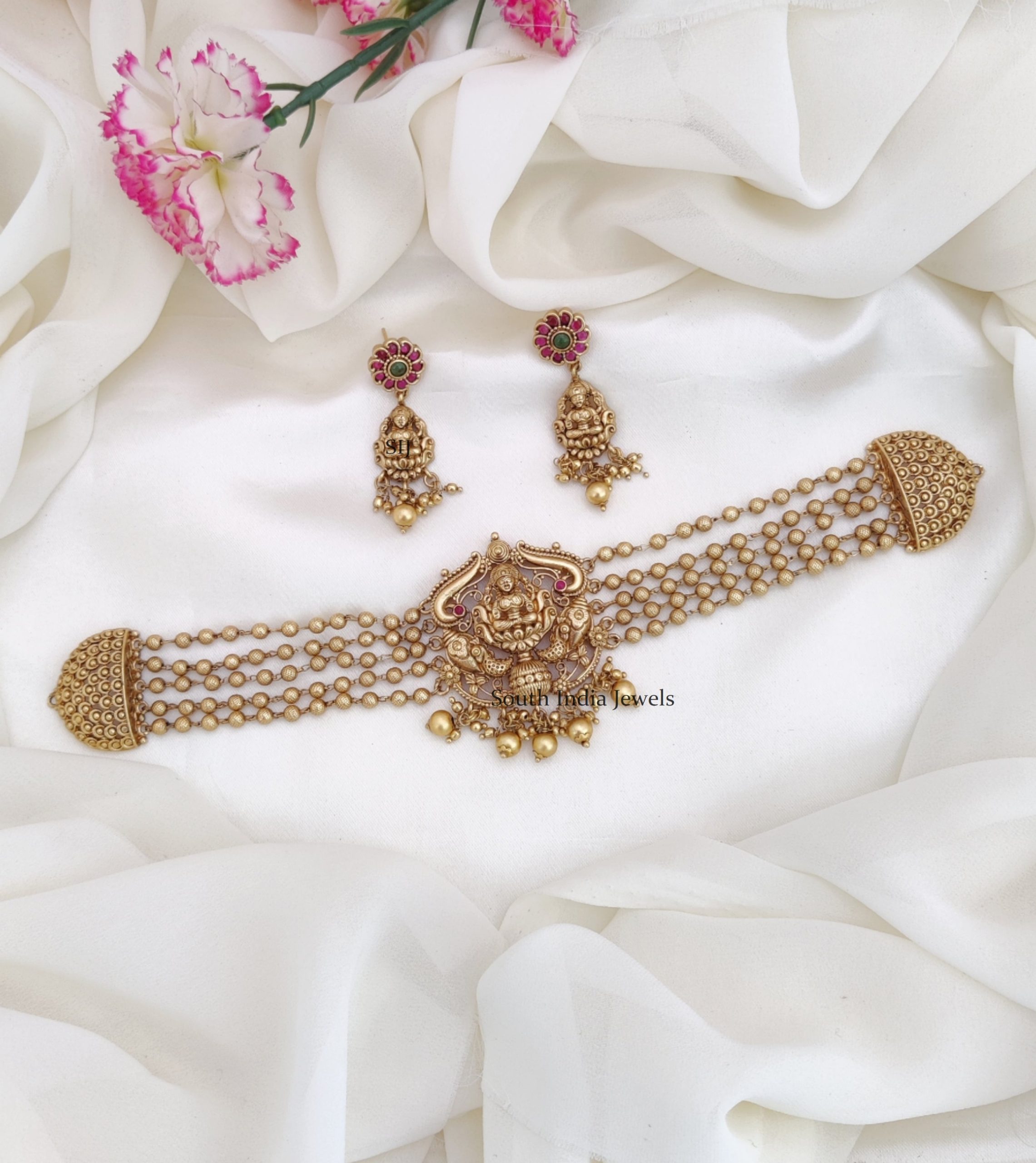 Lakshmi Gold Beads Choker