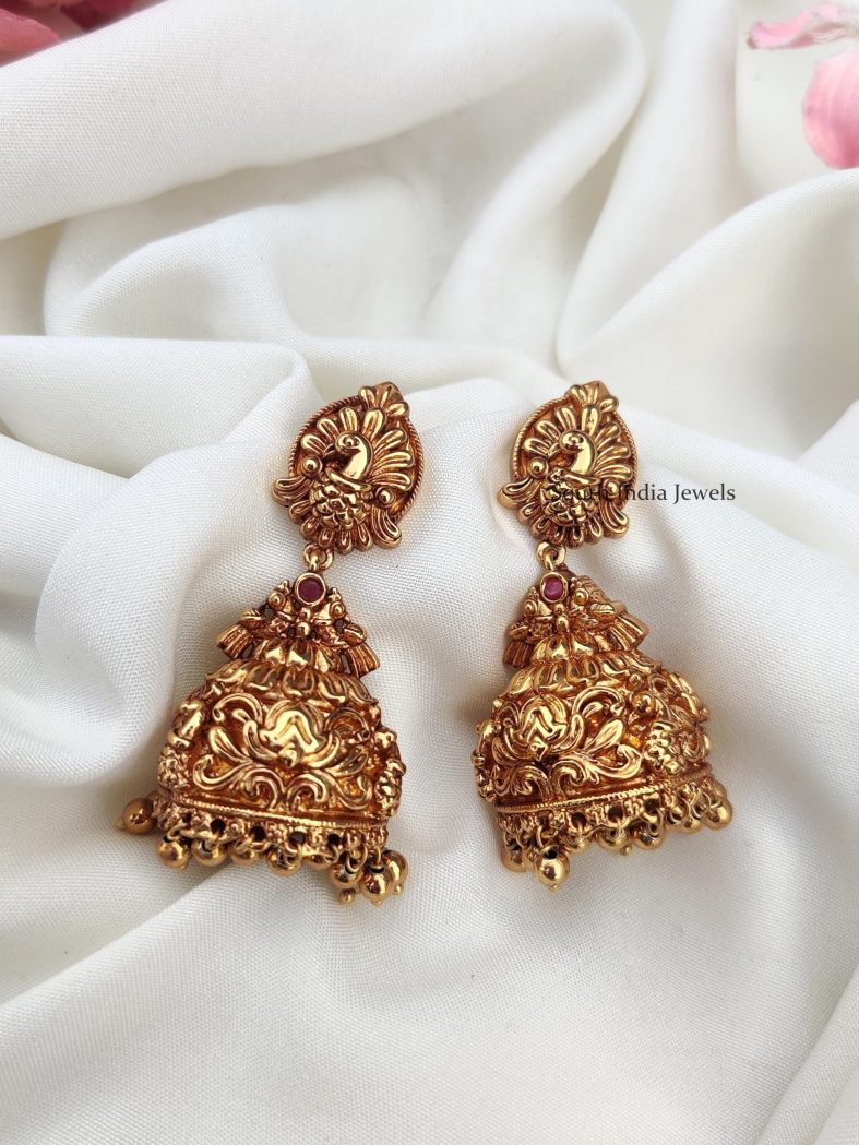 Peacock Design Jhumkas