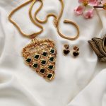 Peacock Palakka Design Pendant Set (2)