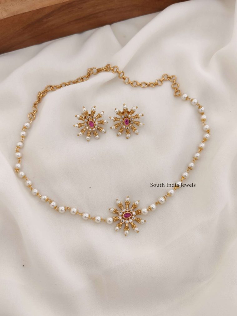 Pearls AD Stones Choker (2)