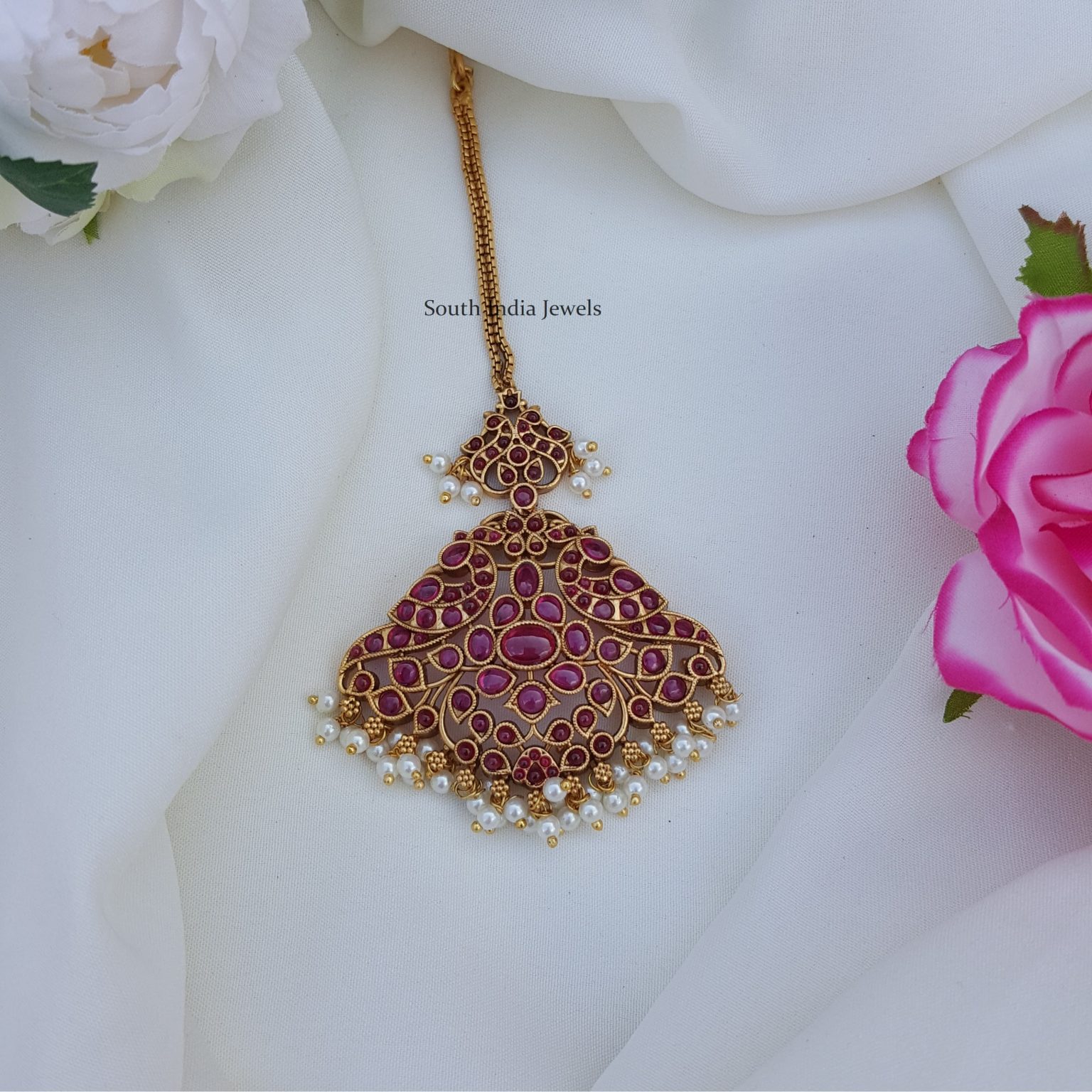 Peacock Design Maang Tikka- South India Jewels- Online shop
