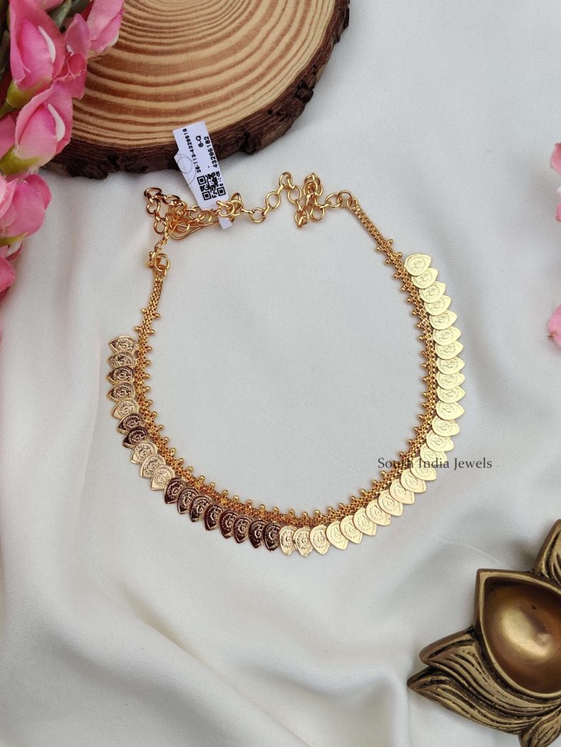 Short Leafy Lakshmi Coin Necklace