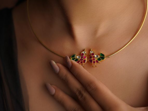 Simple Peacock Design Necklace (2)