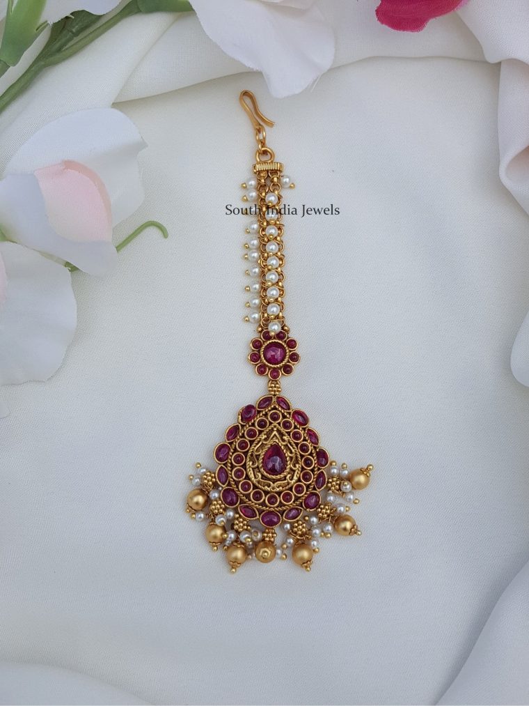 Stunning Ruby Stones Maang Tikka