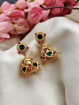 Traditional Palakka Design Jhumka