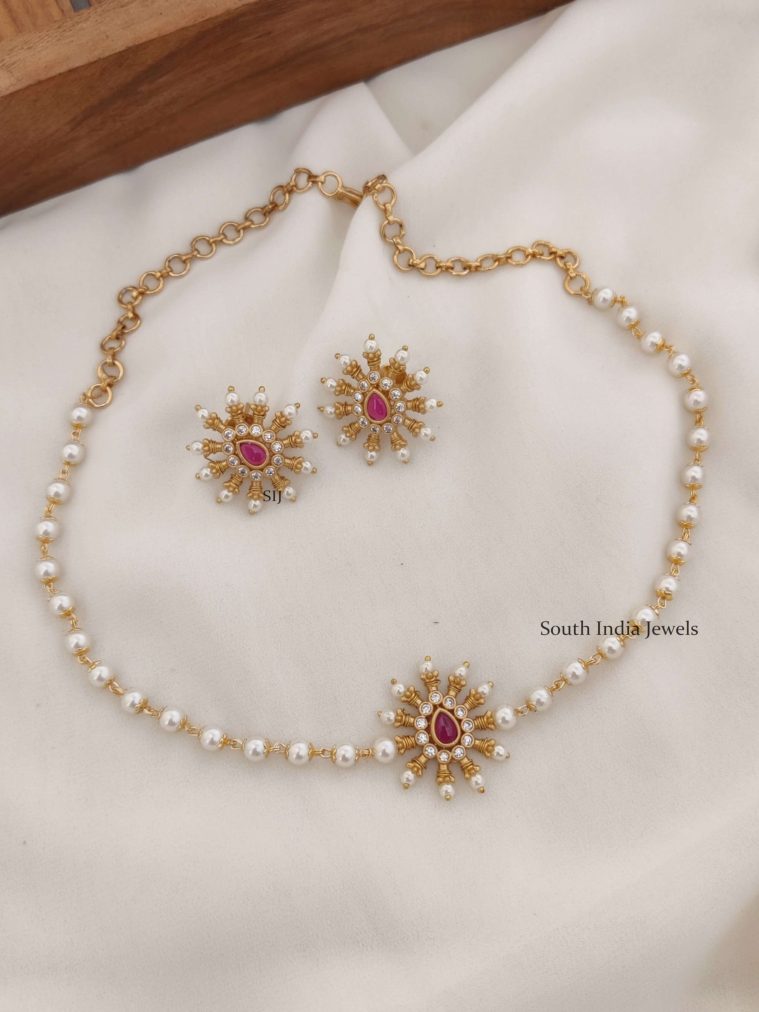 Trendy Single Layer Pearl Choker Set