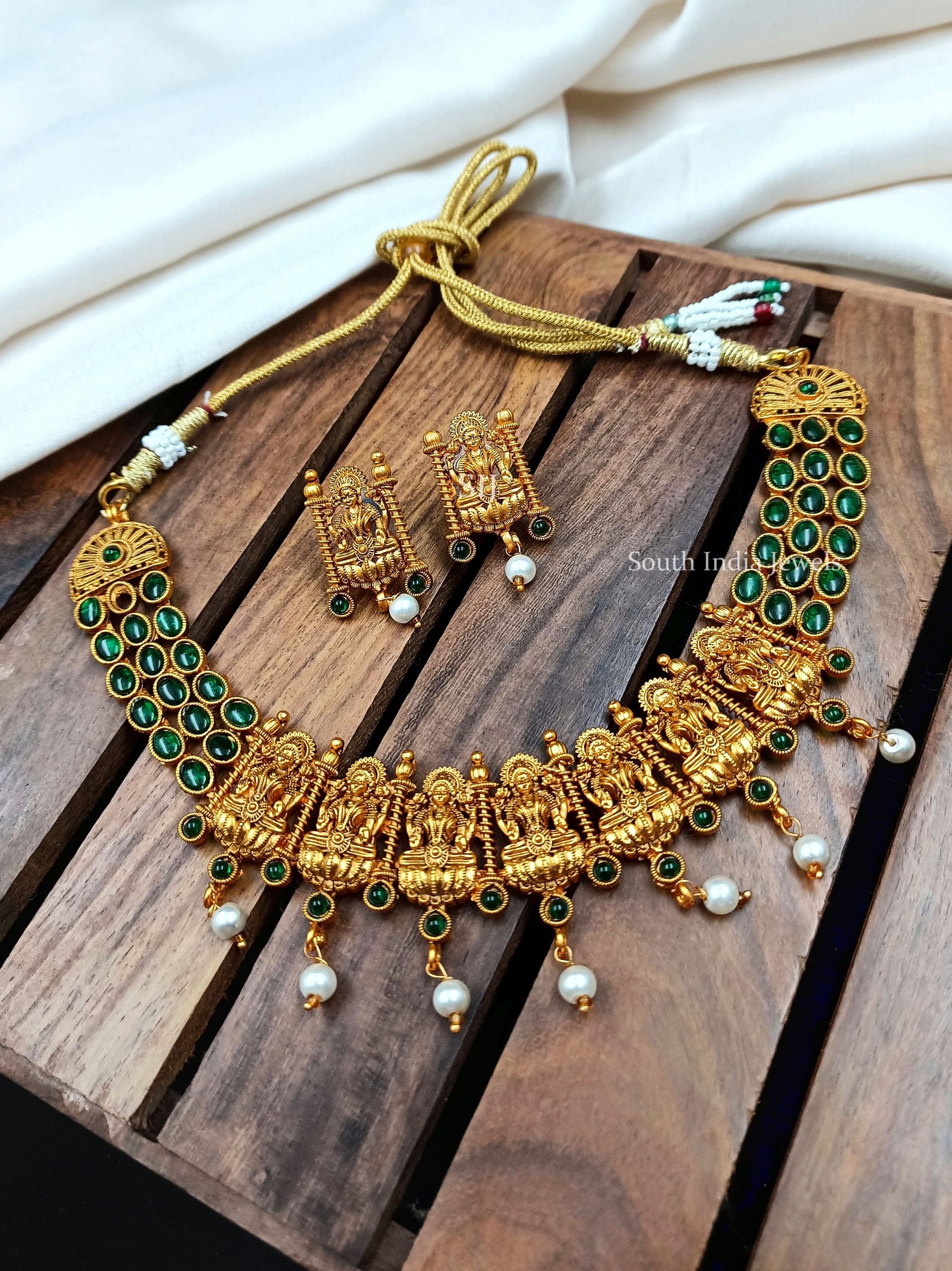 Green Stone Lakshmi Necklace