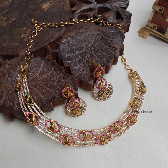 Antique Elephant Design Necklace- South India Jewels- Online Shop