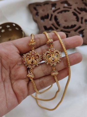 Beautiful Peacock AD Mugappu Chain (3)