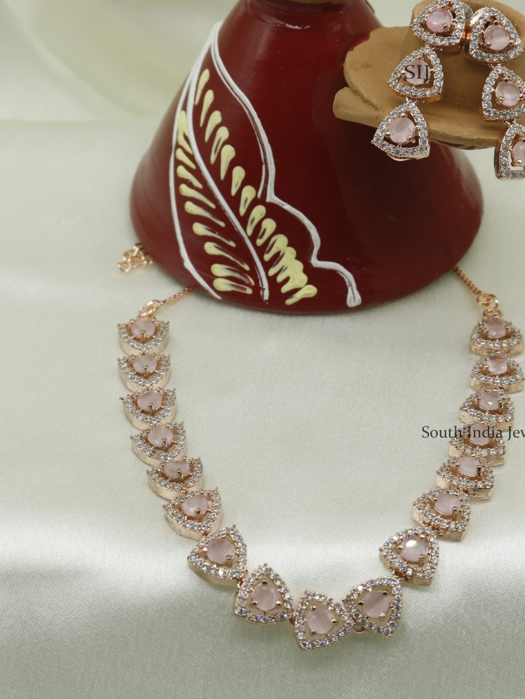 Dazzling Pink Stones Necklace (2)