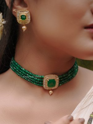 Elegant Green Beads Choker