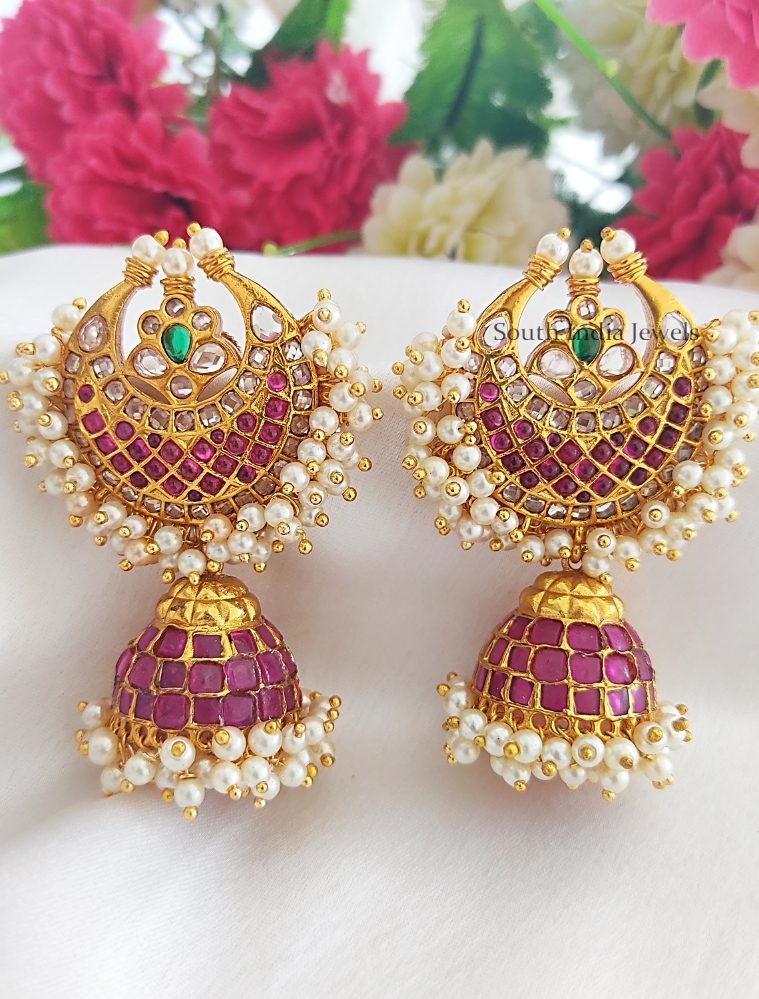 Elegant Kemp Stone Jhumkas