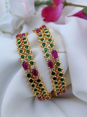 Elegant Multi Stones Color Bangles Set