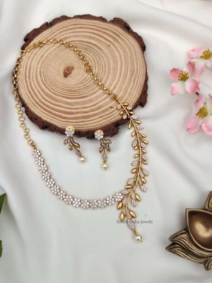Ethnic White Leafy Necklace Set