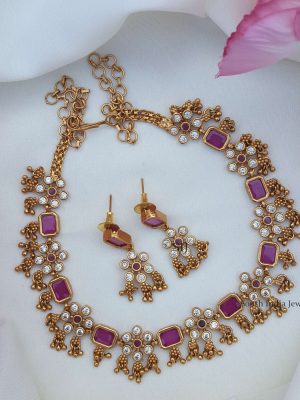 Floral AD Stones Necklace