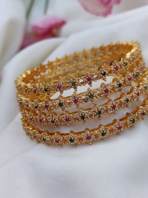 Floral Design AD Stones Bangles