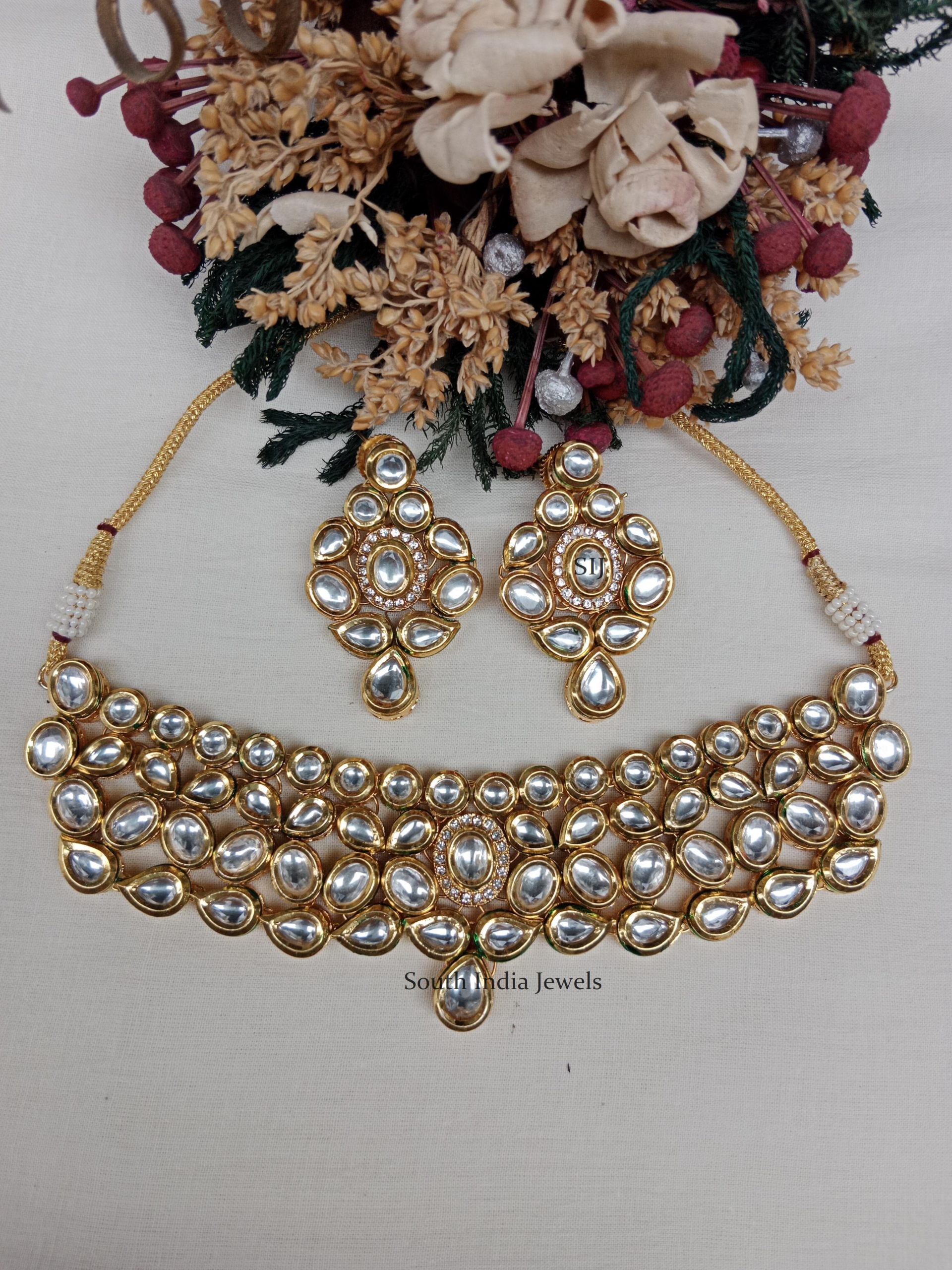 Dual Peacock Choker with Pearls