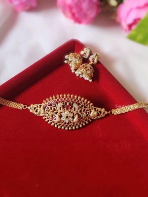Gorgeous Peacock High Neck Choker (