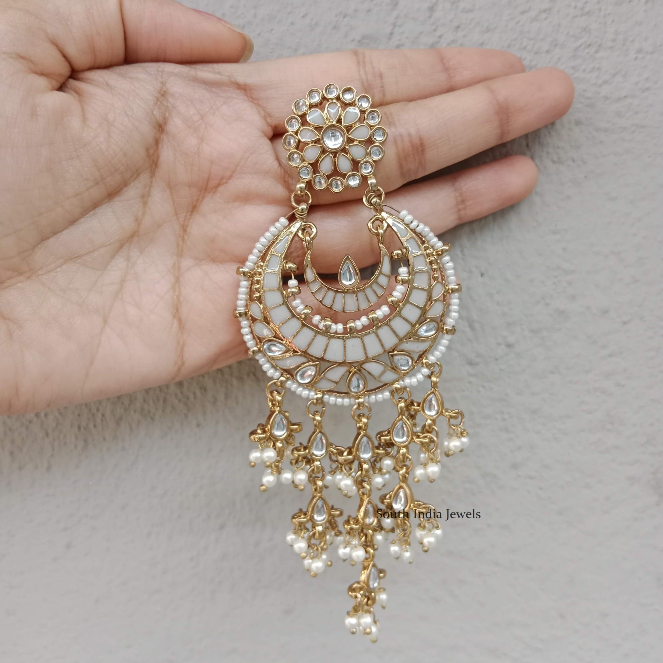 Buy Womens Green Gold Plated Alloy Traditional Handcrafted Beaded Big  Chandbali Earrings  i jewels Online at Best Price  Trendia