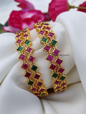 Marvelous Square Stones Bangles Set