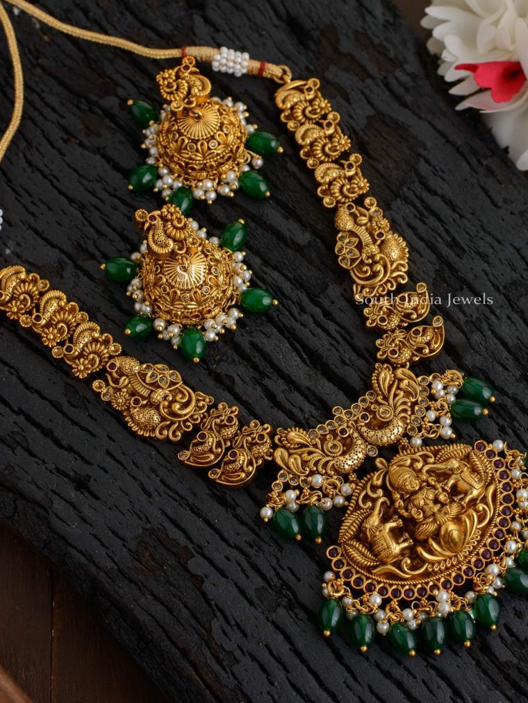 Nagasi Green Beads Bridal Necklace