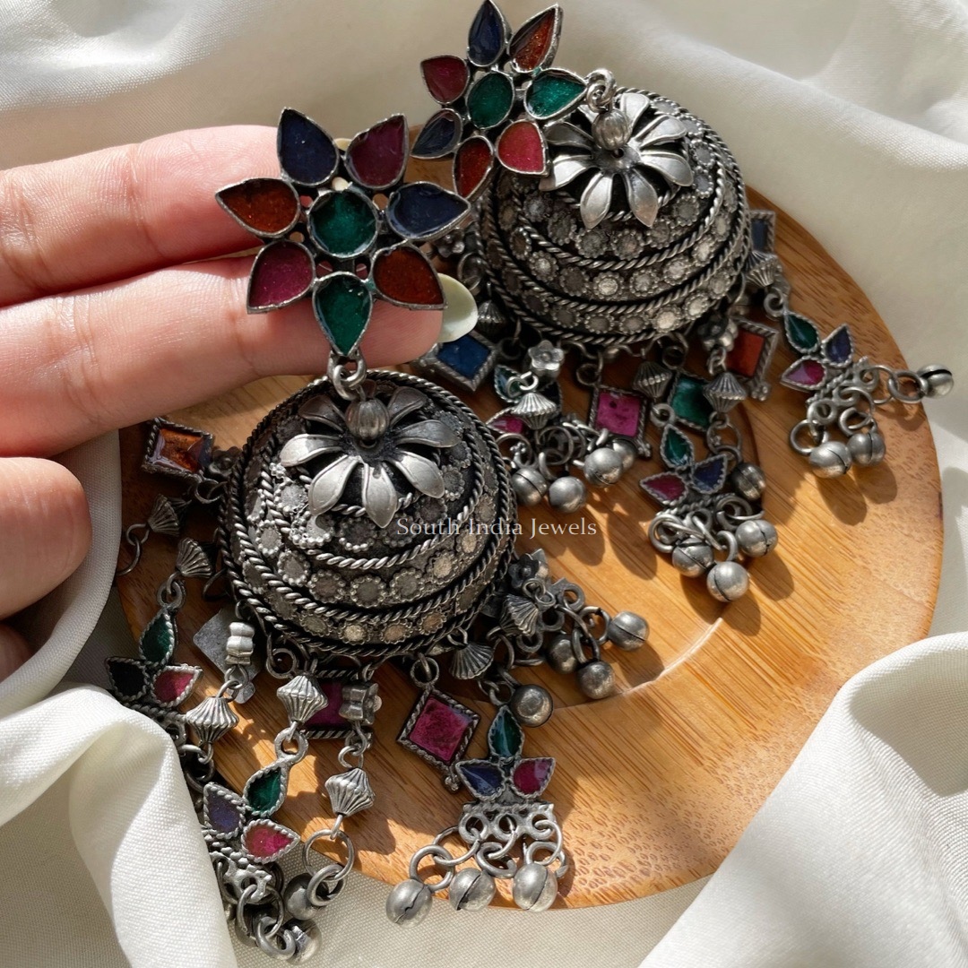 Oxidised long deals jhumkas