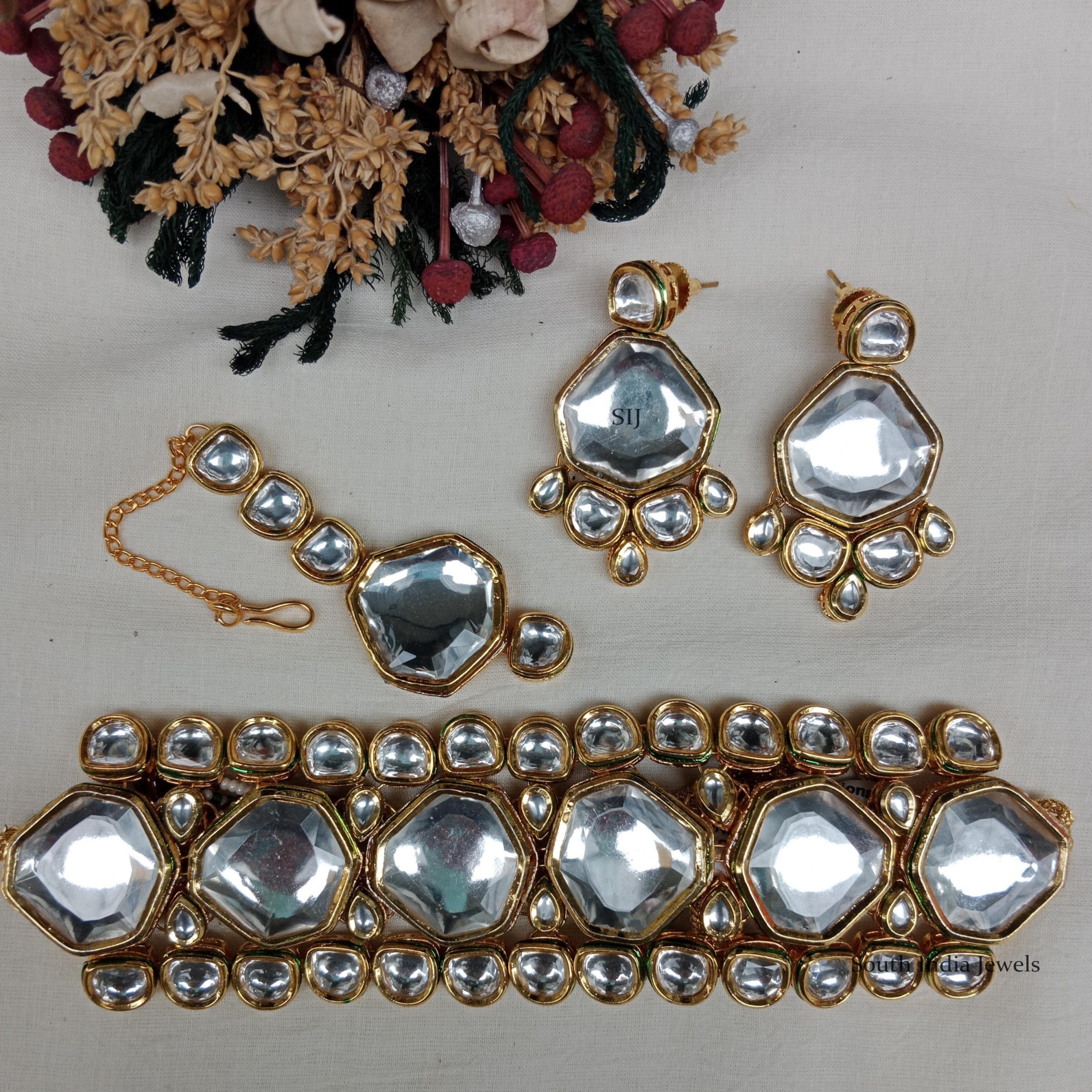 Big Kundan Stones Combo Set- South India Jewels- Online Shop