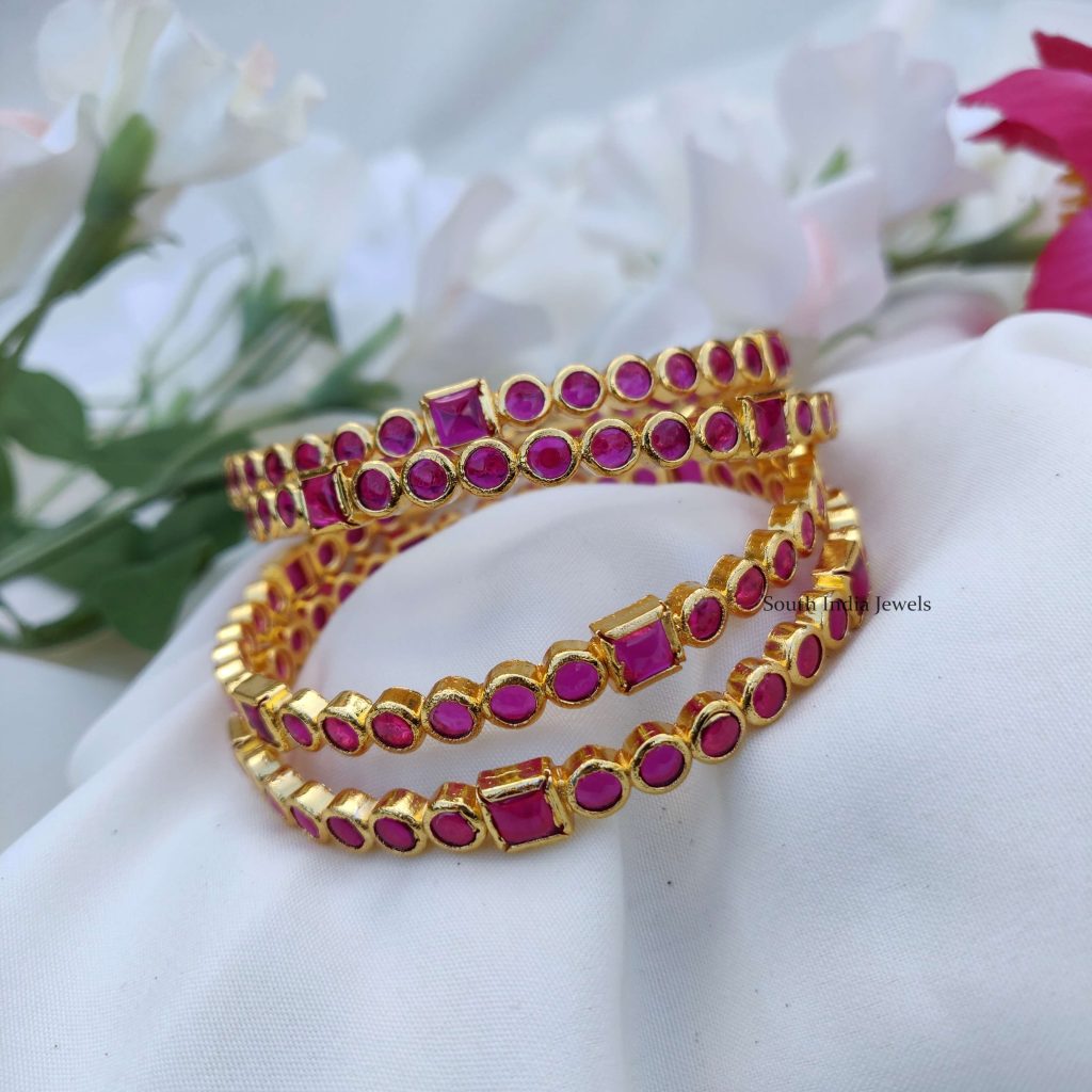 Ruby Stone Bangles Set- South India Jewels- Online Shop