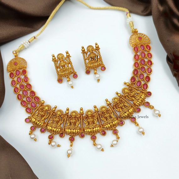 Red Stone Lakshmi Necklace