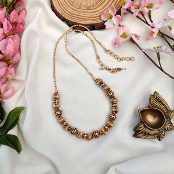 Trendy Gold Beaded Necklace
