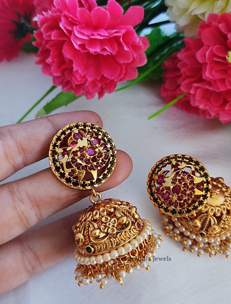 Attractive Kemp Stones Jhumkas