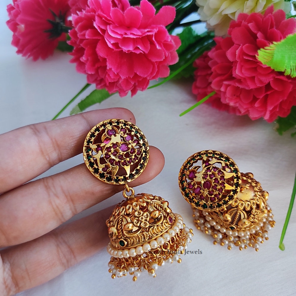 Attractive Kemp Stones Jhumkas