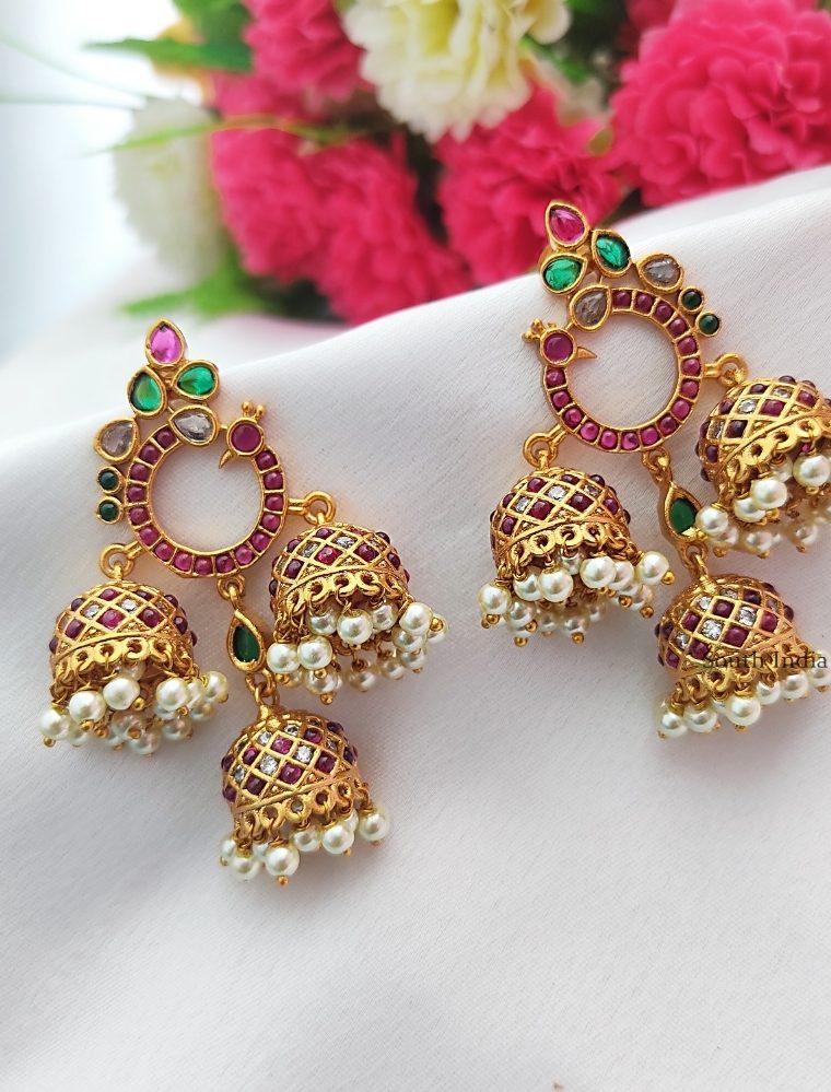 Awesome Triple Design Jhumkas