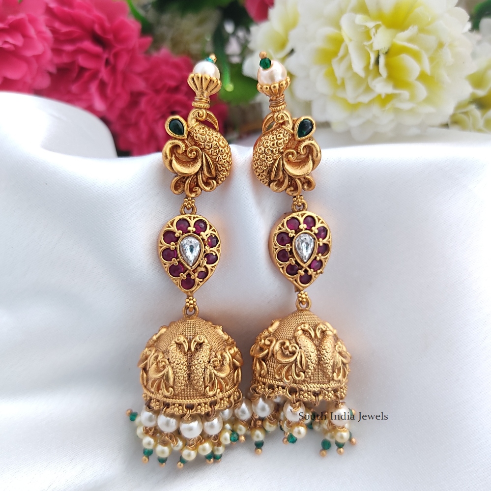 Beautiful Peacock Design Jhumkas