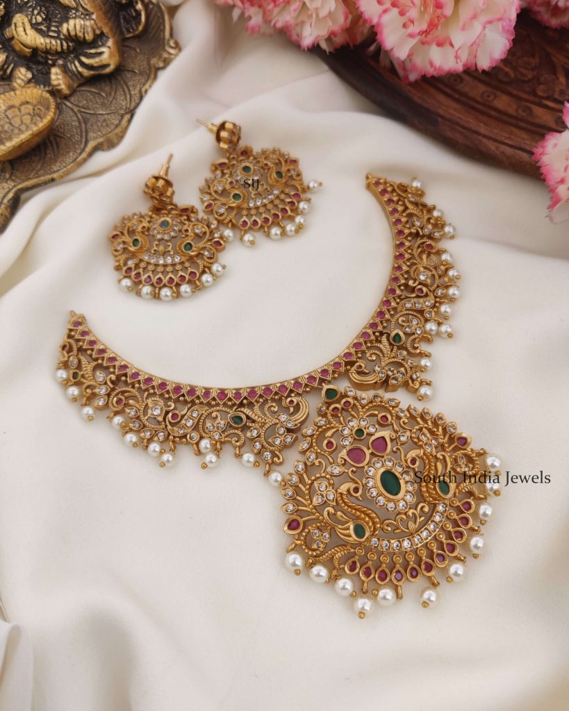 Bridal Peacock Design Necklace- South India Jewels- Online Shop