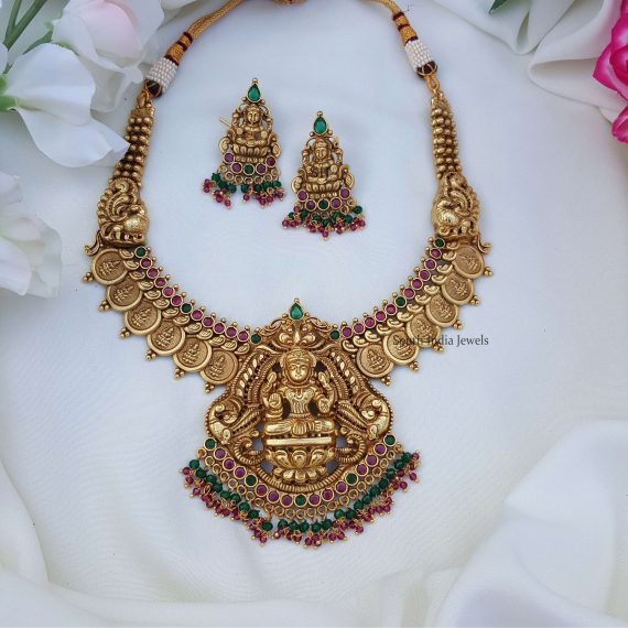 Temple Lakshmi Coin Necklace Set - South India Jewels