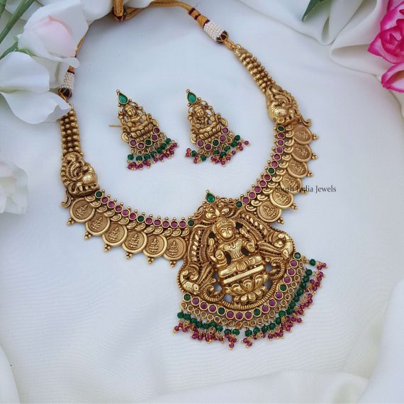 Temple Lakshmi Coin Necklace Set - South India Jewels