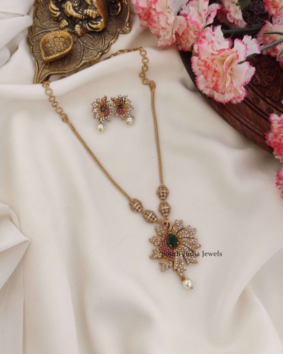 Cute Peacock AD Necklace