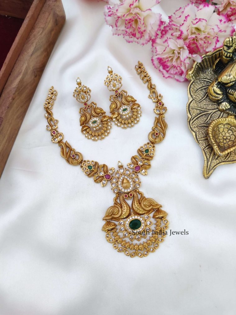 Elegant Peacock AD Necklace