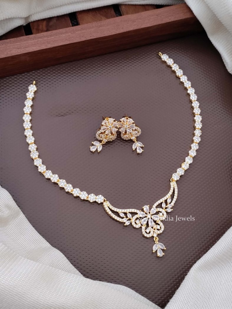 Floral CZ Necklace Set