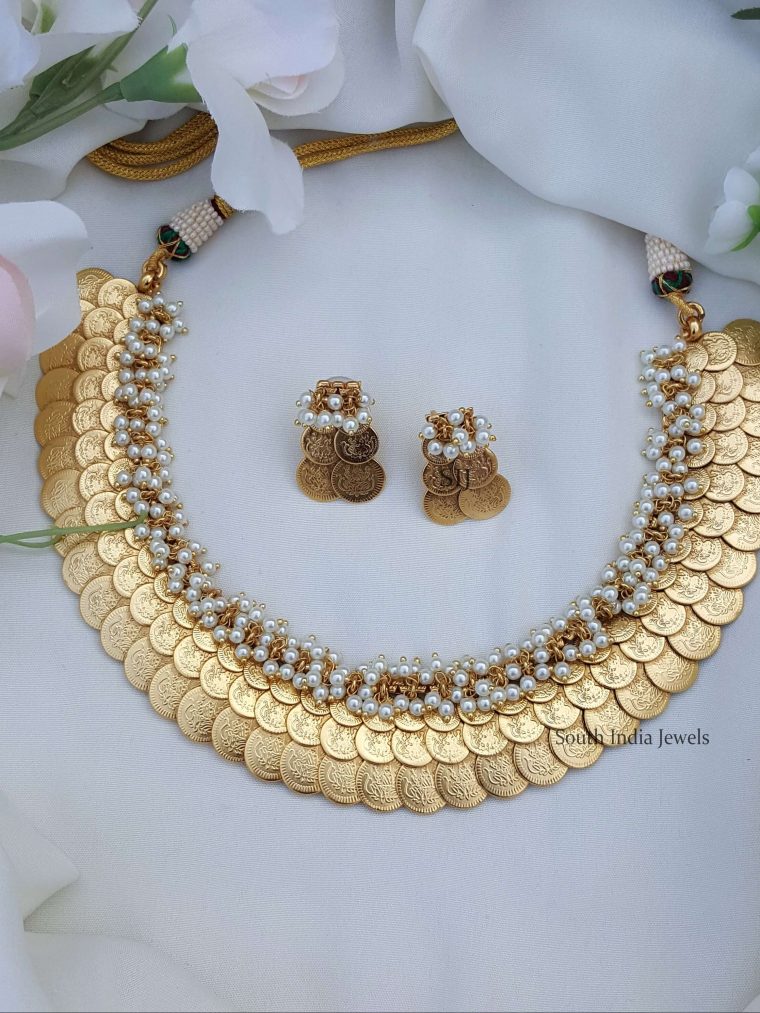 Matte Layered Lakshmi Coin Necklace