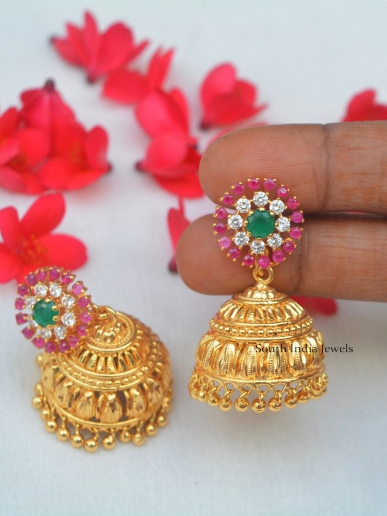 Multi Color Stone Jhumkas