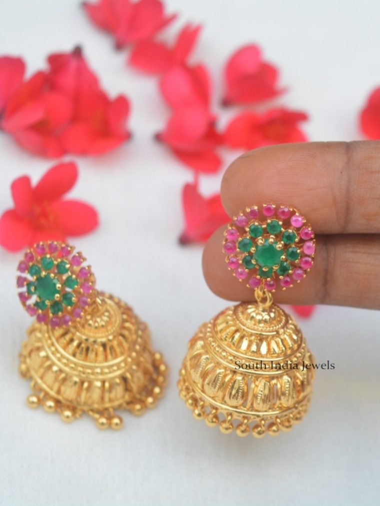 Ruby & Emerald Stone Jhumkas