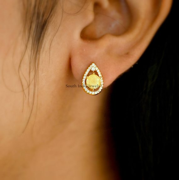 Simple AD Stone Stud Earrings (2)