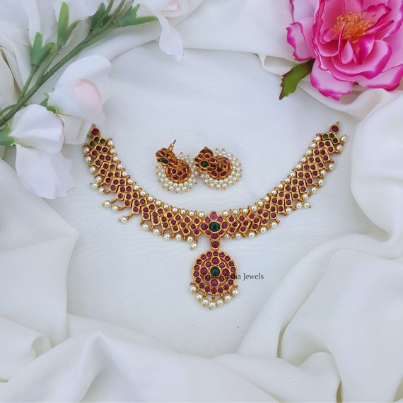 South Indian Kemp Necklace Set - South India Jewels