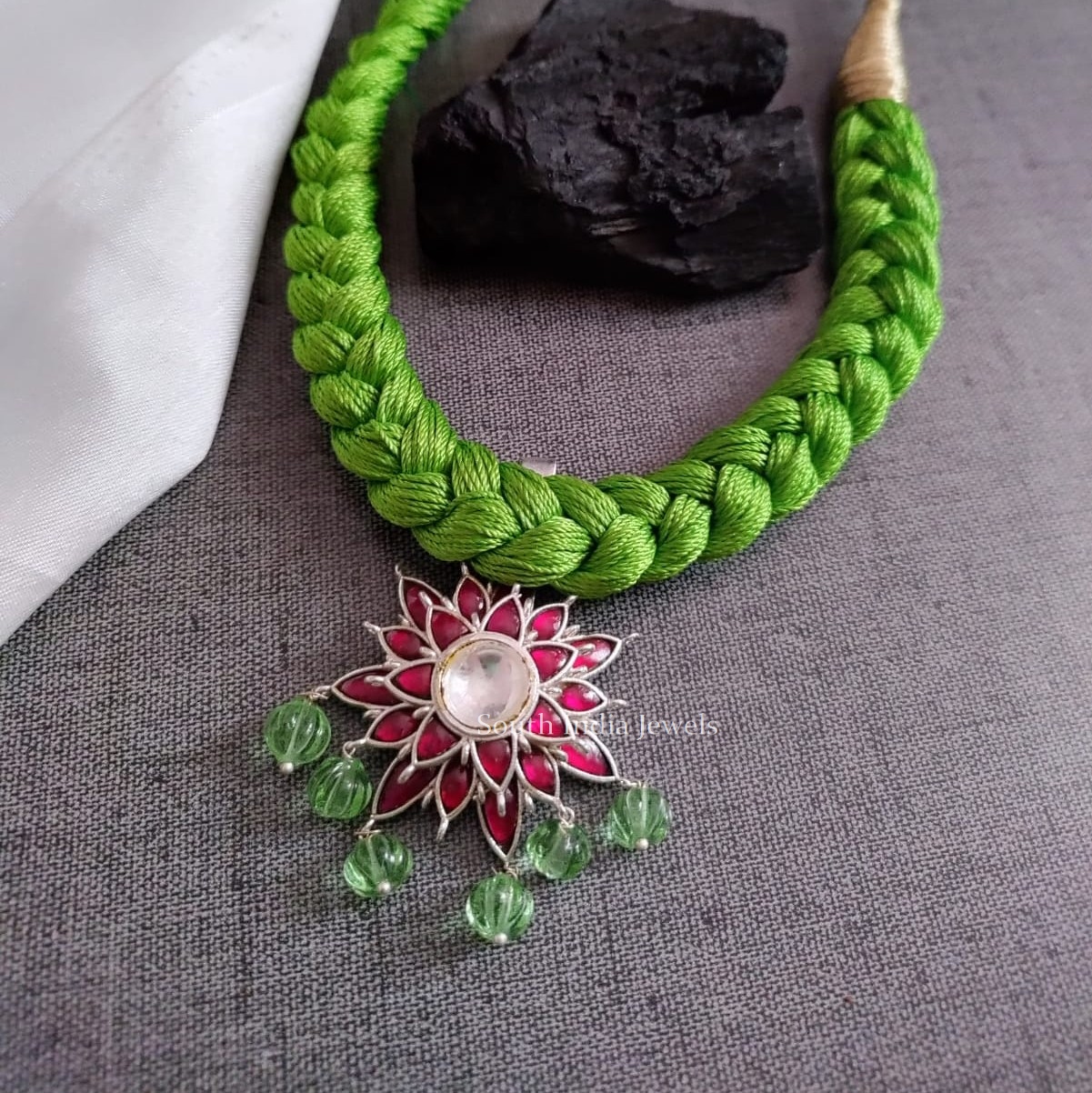 Beautiful Silk Thread & Pearl Necklace || DIY Handmade Necklace - YouTube