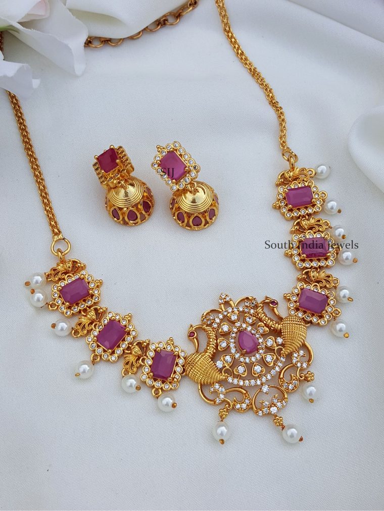 Stunning Peacock Pink Stone Necklace