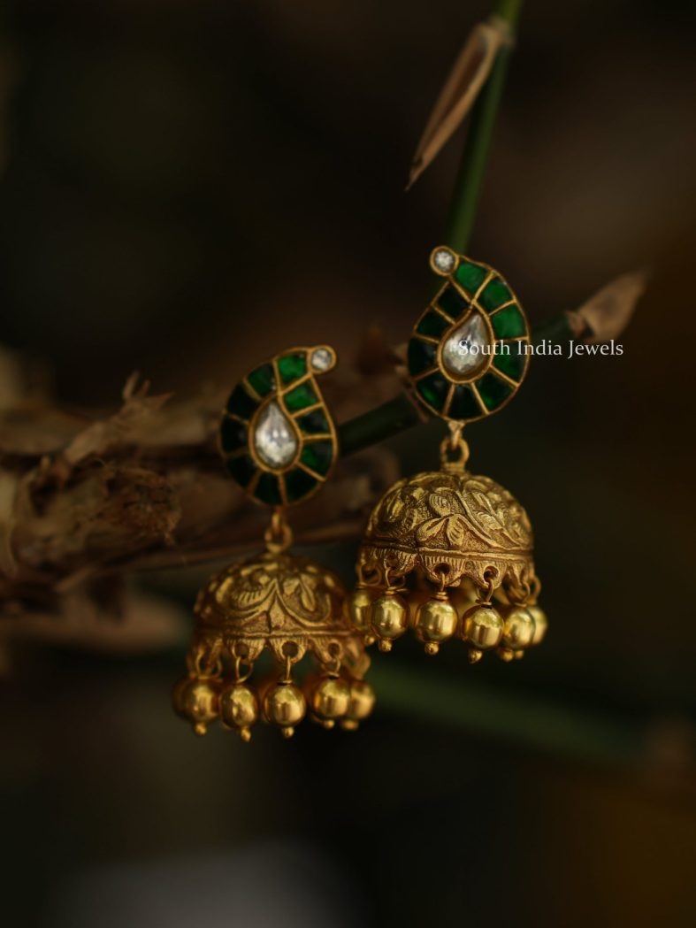 Antique Green Mango Jhumkas