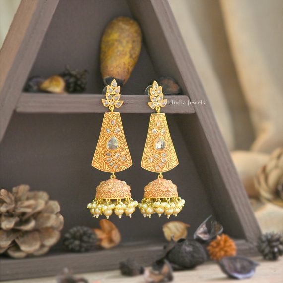 Awesome AD Stones Pearl Jhumkas