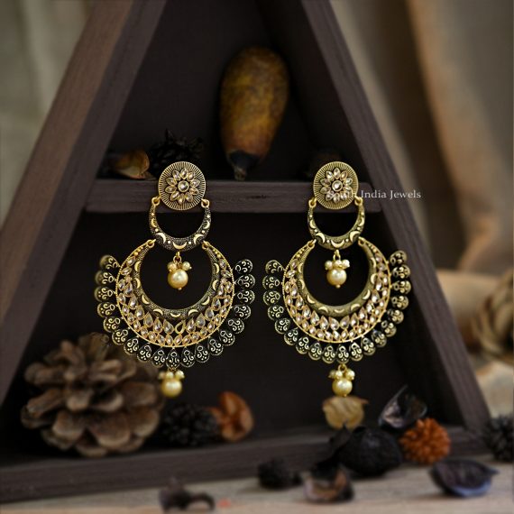 Classic Gold Plated Chandbali Earrings